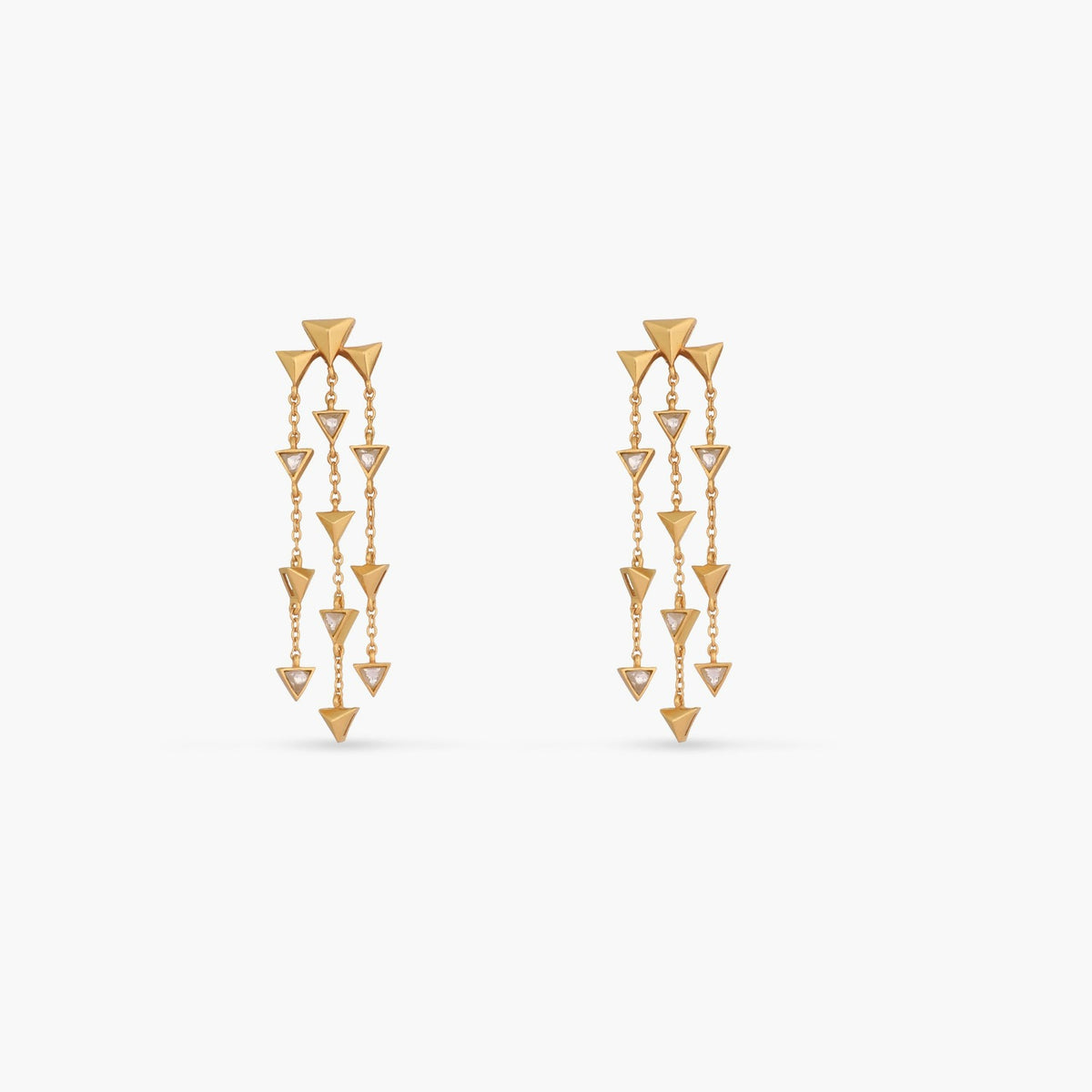 Pyramid Dainty Statement Silver Drop Earrings