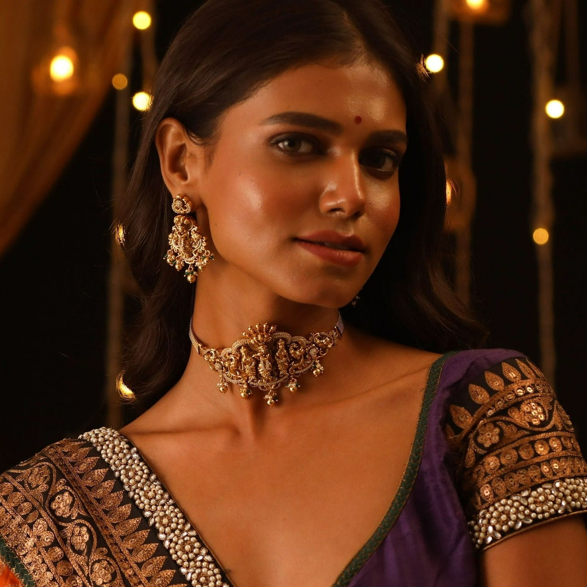 Ananta Temple Antique Silver Choker Set