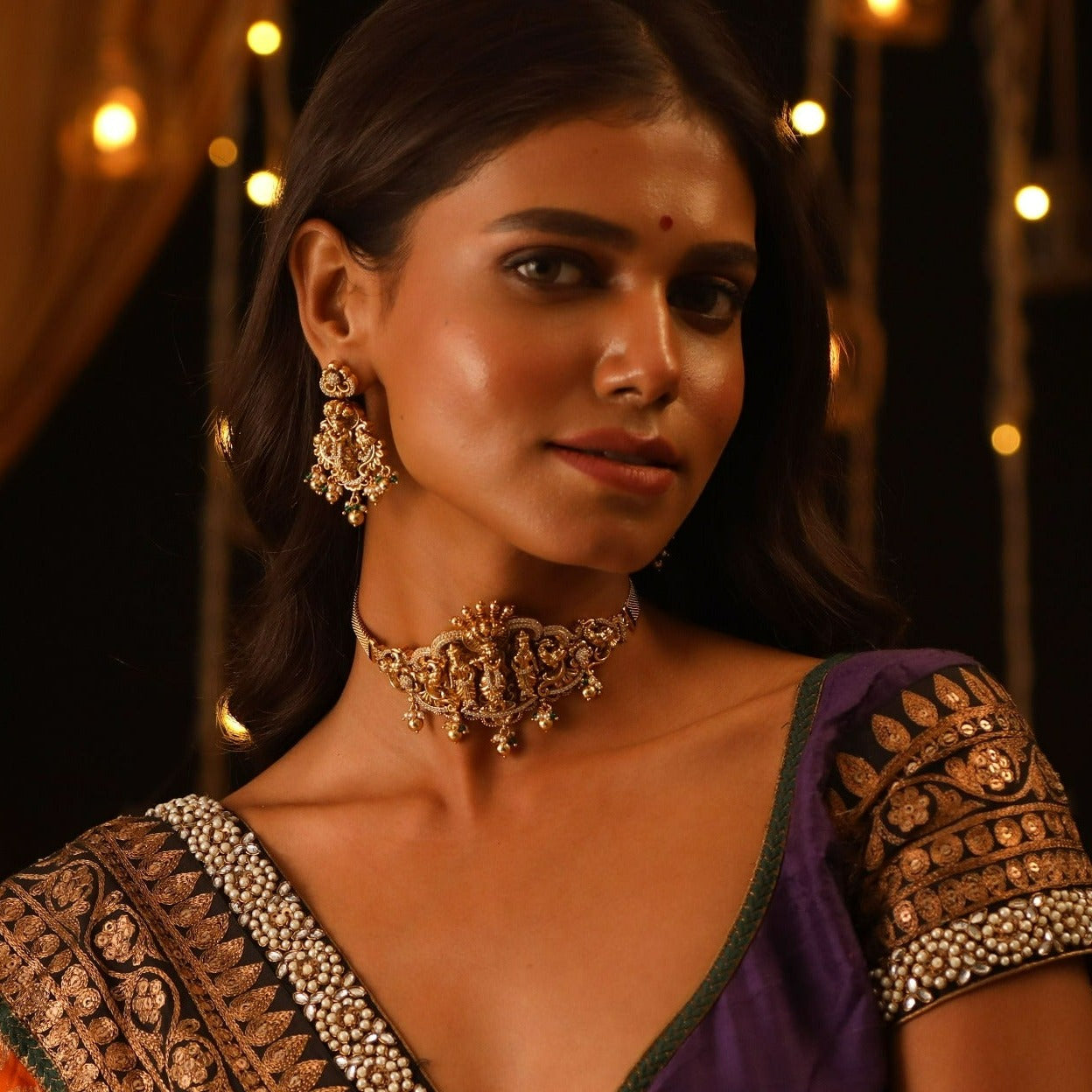 Ananta Temple Antique Silver Choker Set