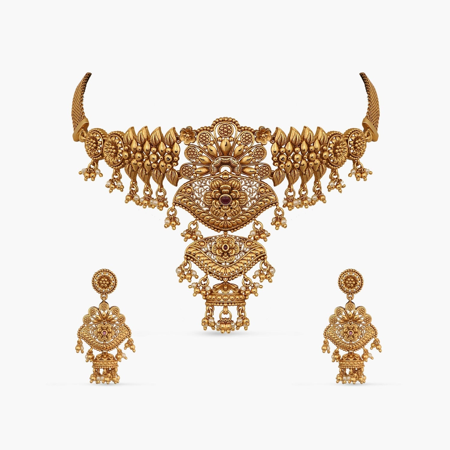 Necklaces Swara Floral Classic Statement Choker Set