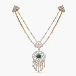 Necklaces Lavalliere CZ Two Layer Silver Necklace