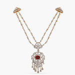 Necklaces Lavalliere CZ Two Layer Silver Necklace