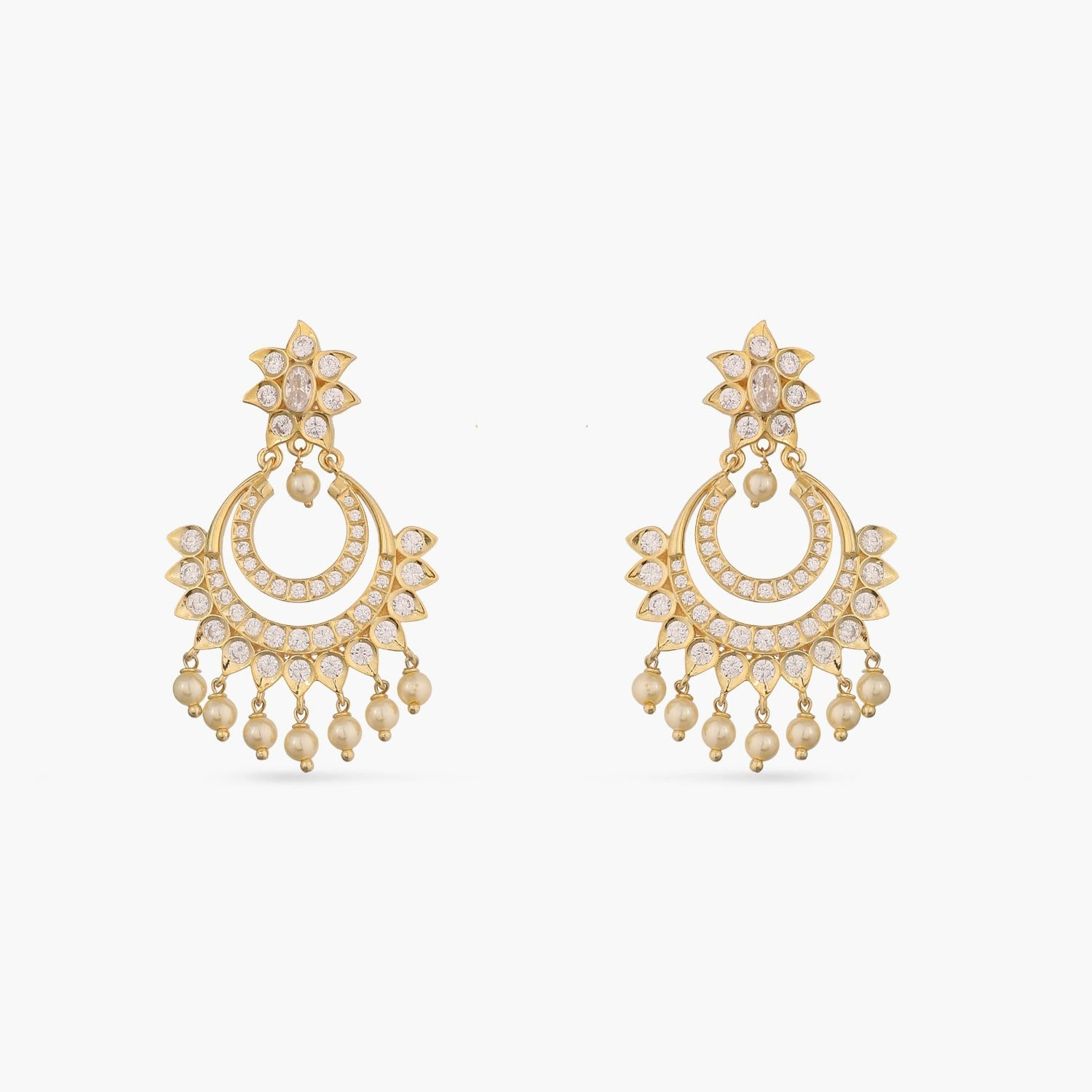 Elegance CZ Silver Chandbali Earrings