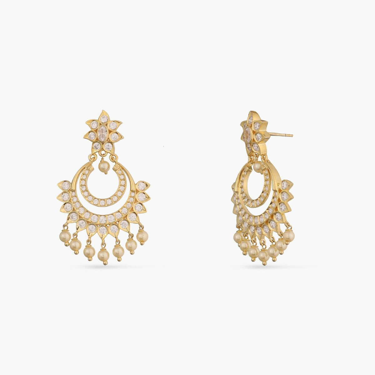 Earrings Elegance CZ Silver Chandbali Earrings