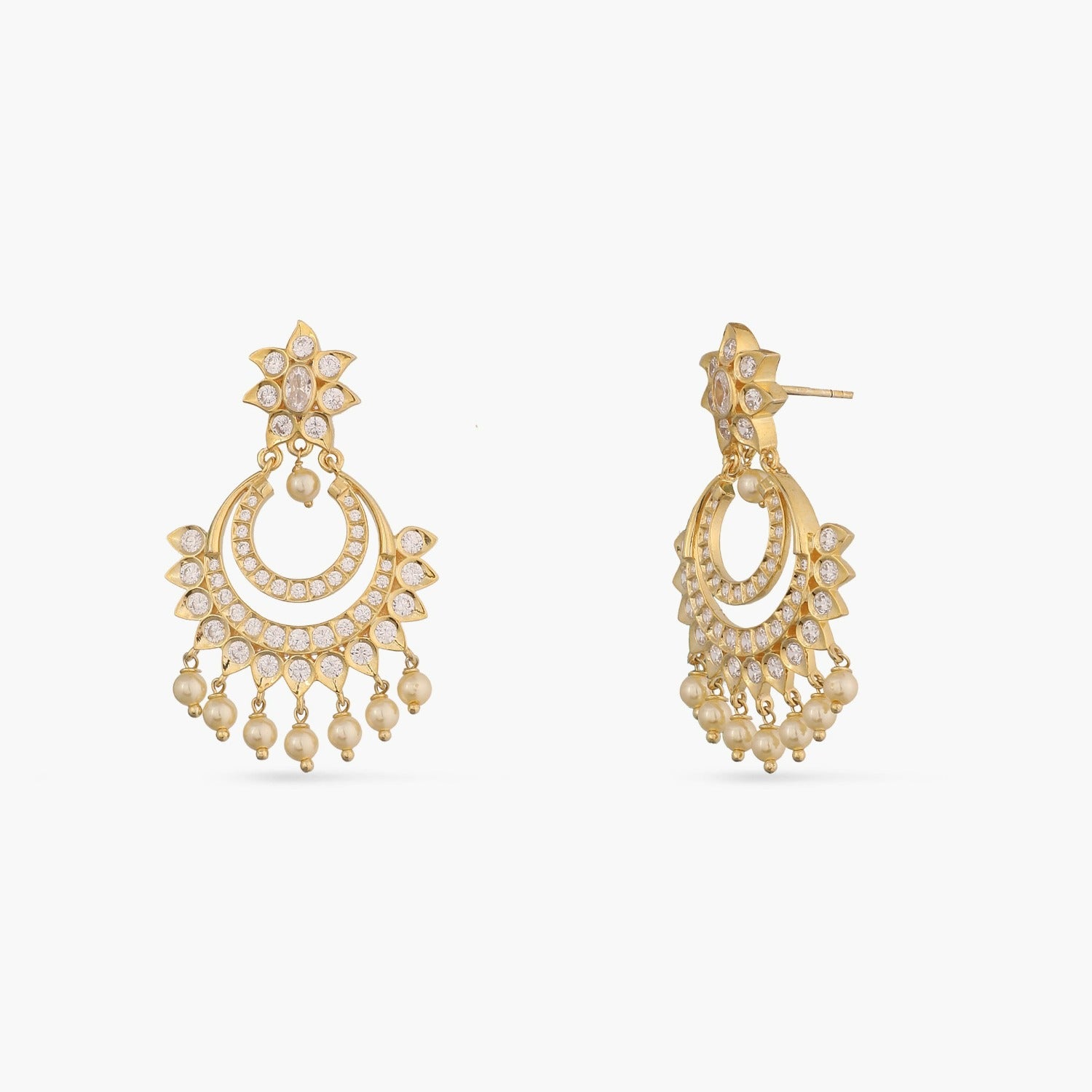 Earrings Elegance CZ Silver Chandbali Earrings