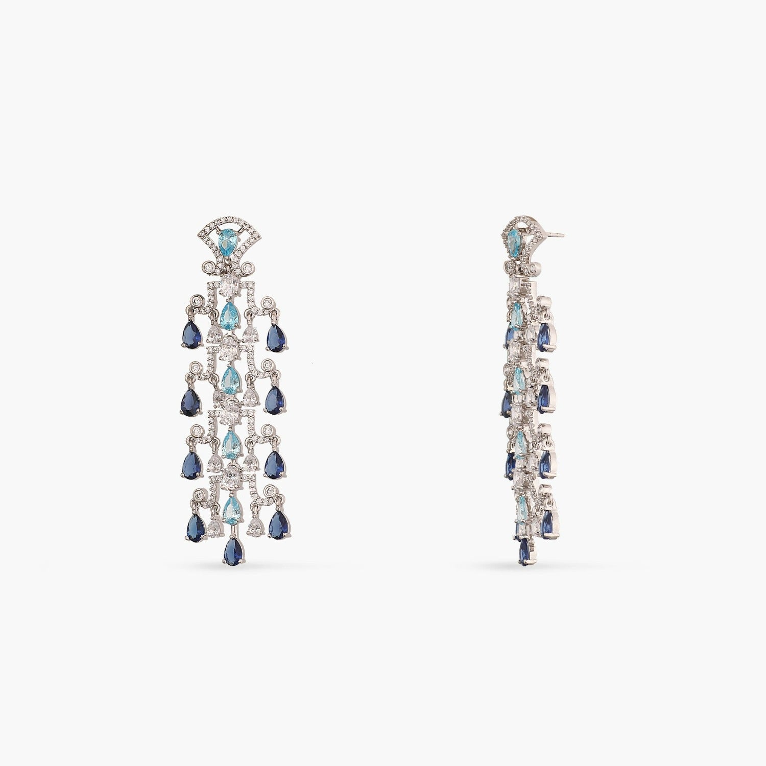 Earrings Aqua Shine CZ Drop Silver Earrings