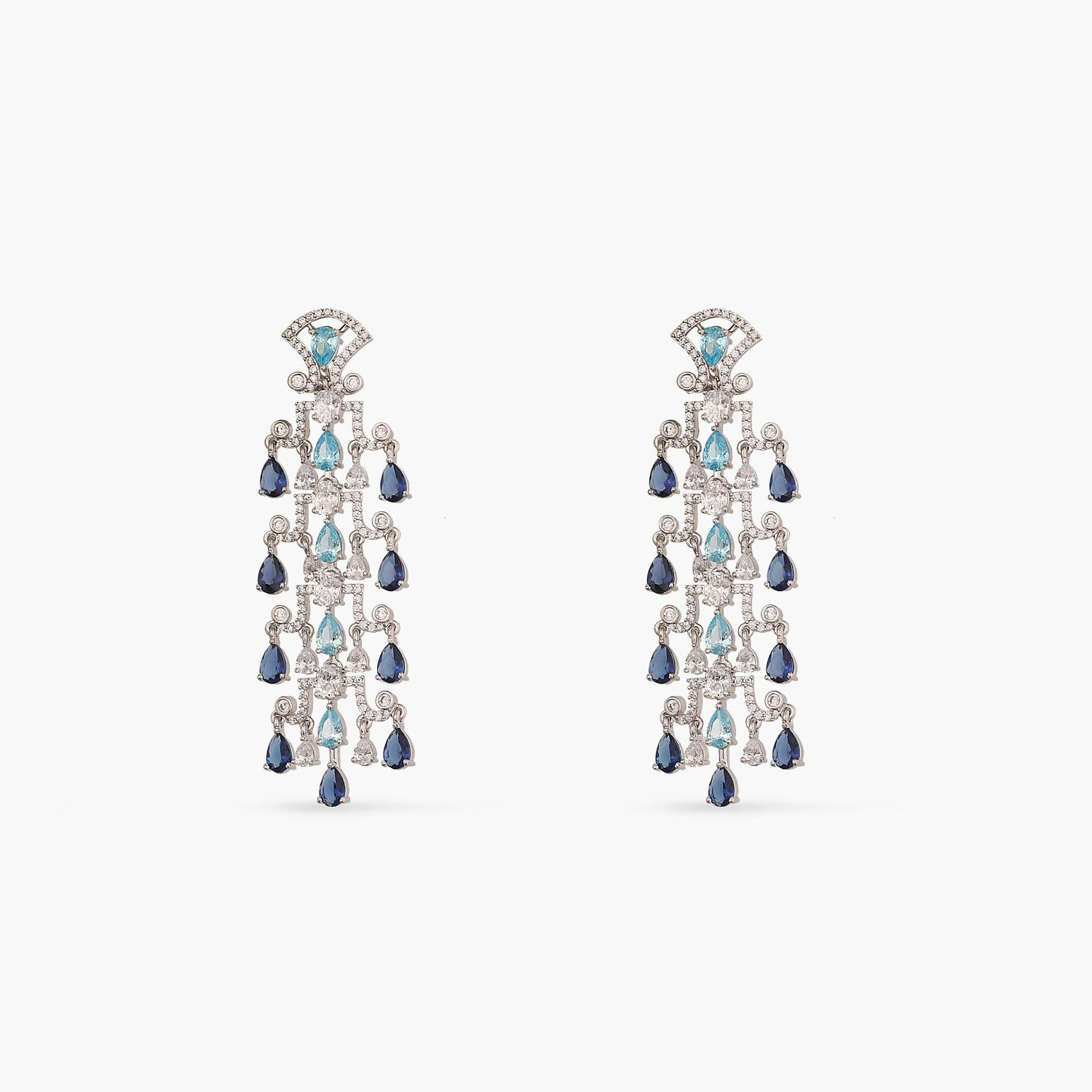Earrings Aqua Shine CZ Drop Silver Earrings