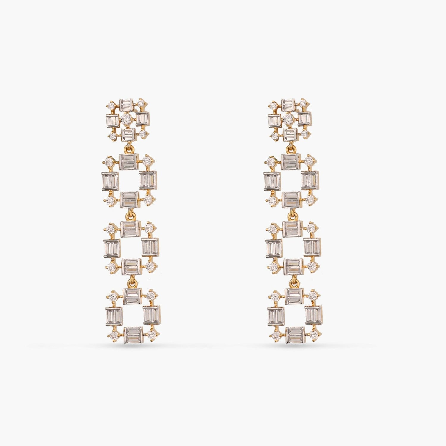 Earrings Four Layer CZ Drop Silver Earrings