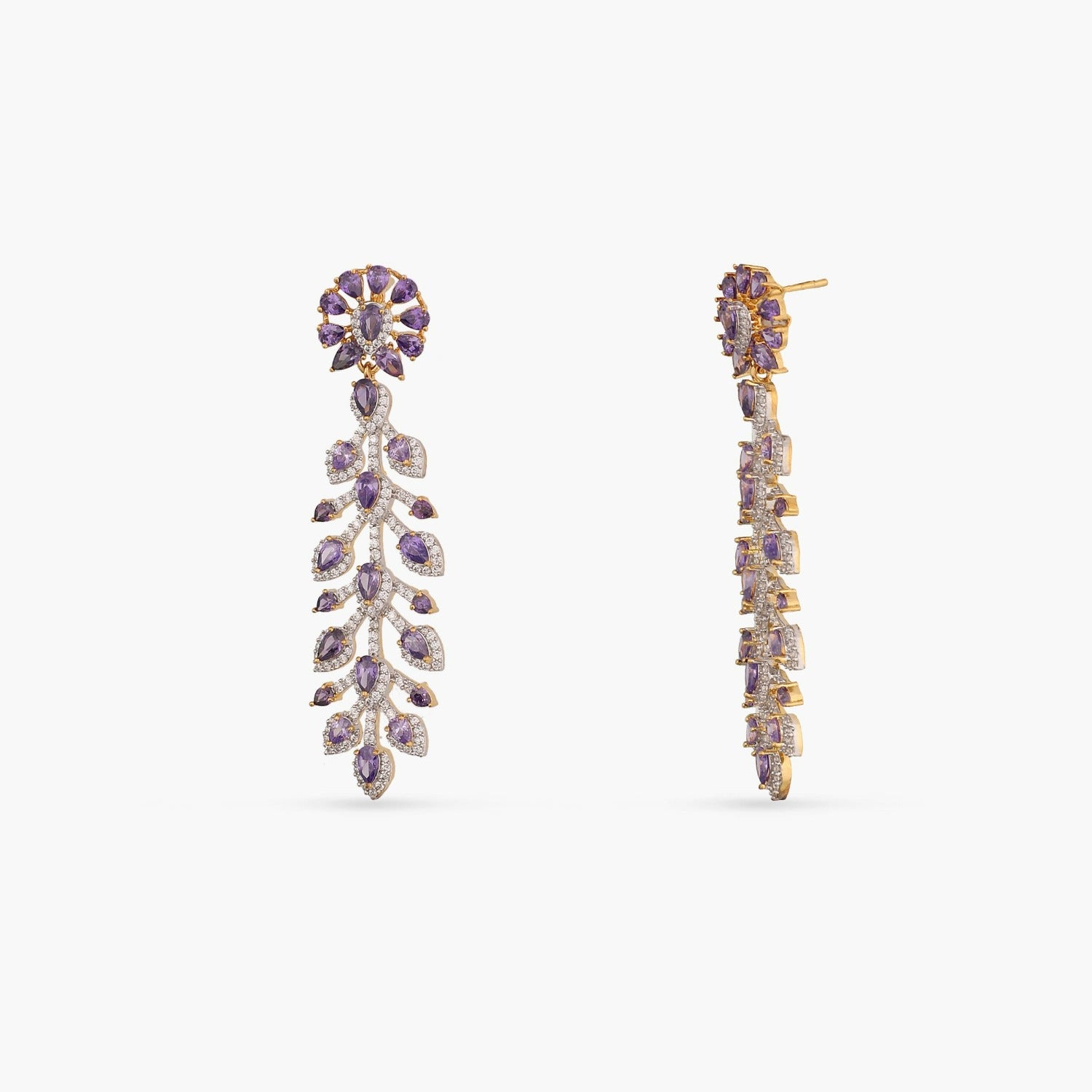 Earrings Amethyst Shine CZ Drop Silver Earrings