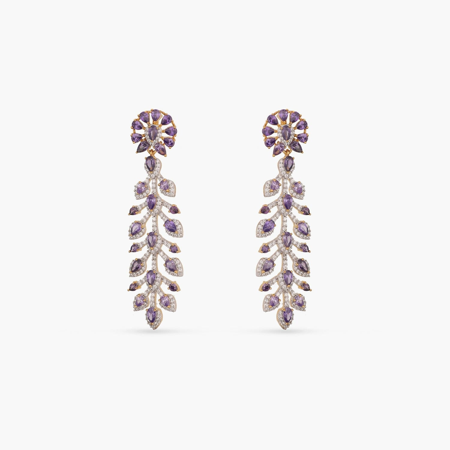Earrings Amethyst Shine CZ Drop Silver Earrings