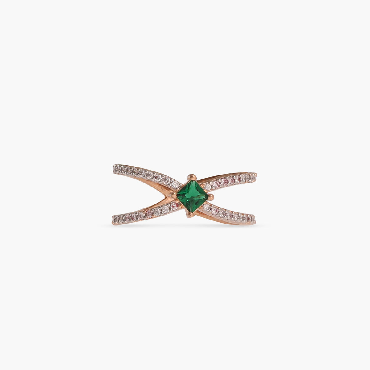 Finger Ring Gleam Double Band CZ Silver Ring