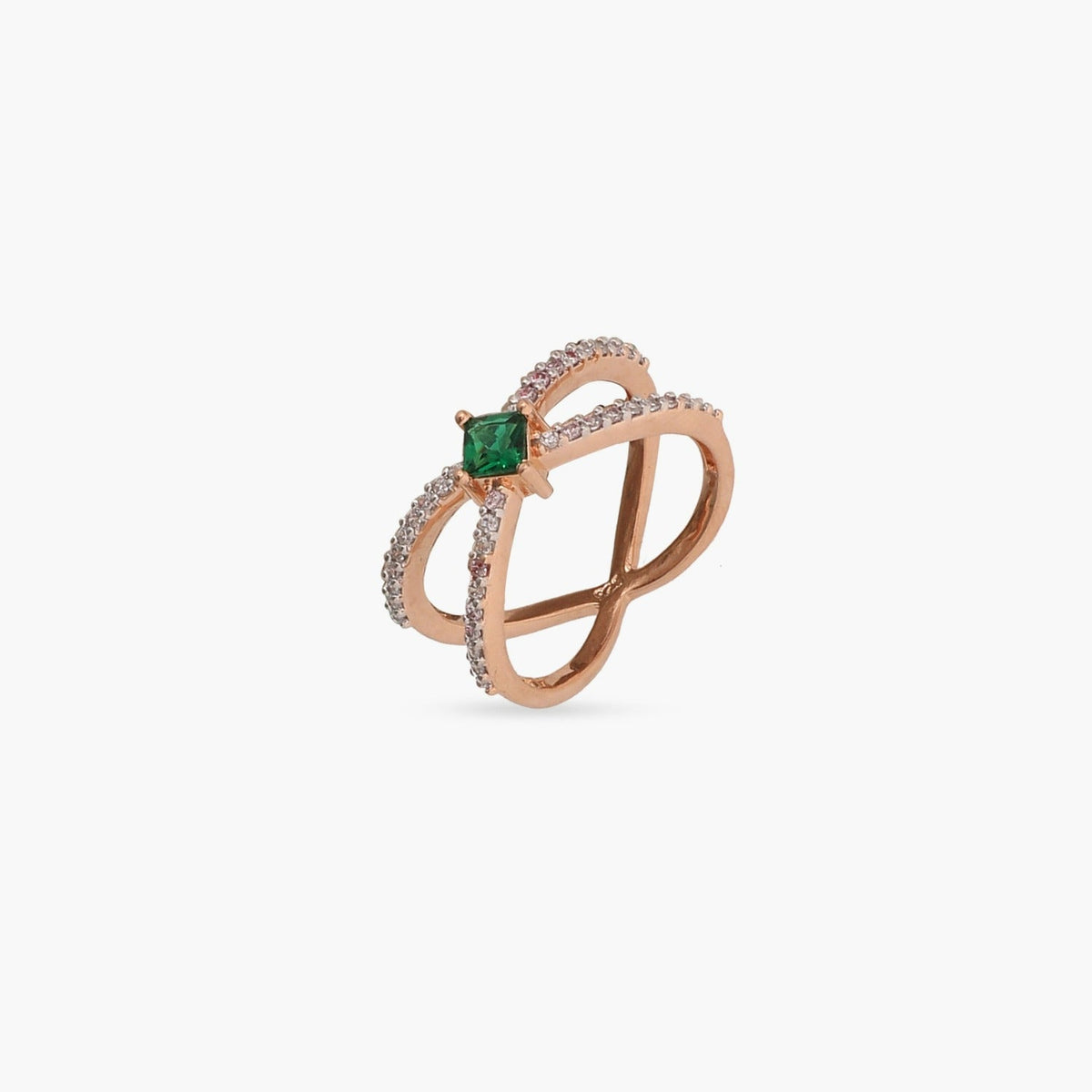 Finger Ring Gleam Double Band CZ Silver Ring