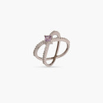 Finger Ring Gleam Double Band CZ Silver Ring
