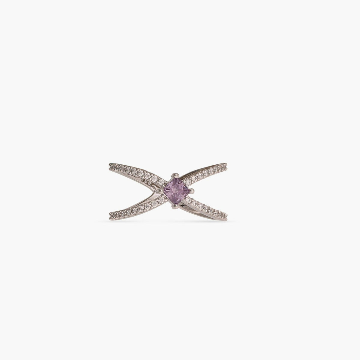 Finger Ring Gleam Double Band CZ Silver Ring