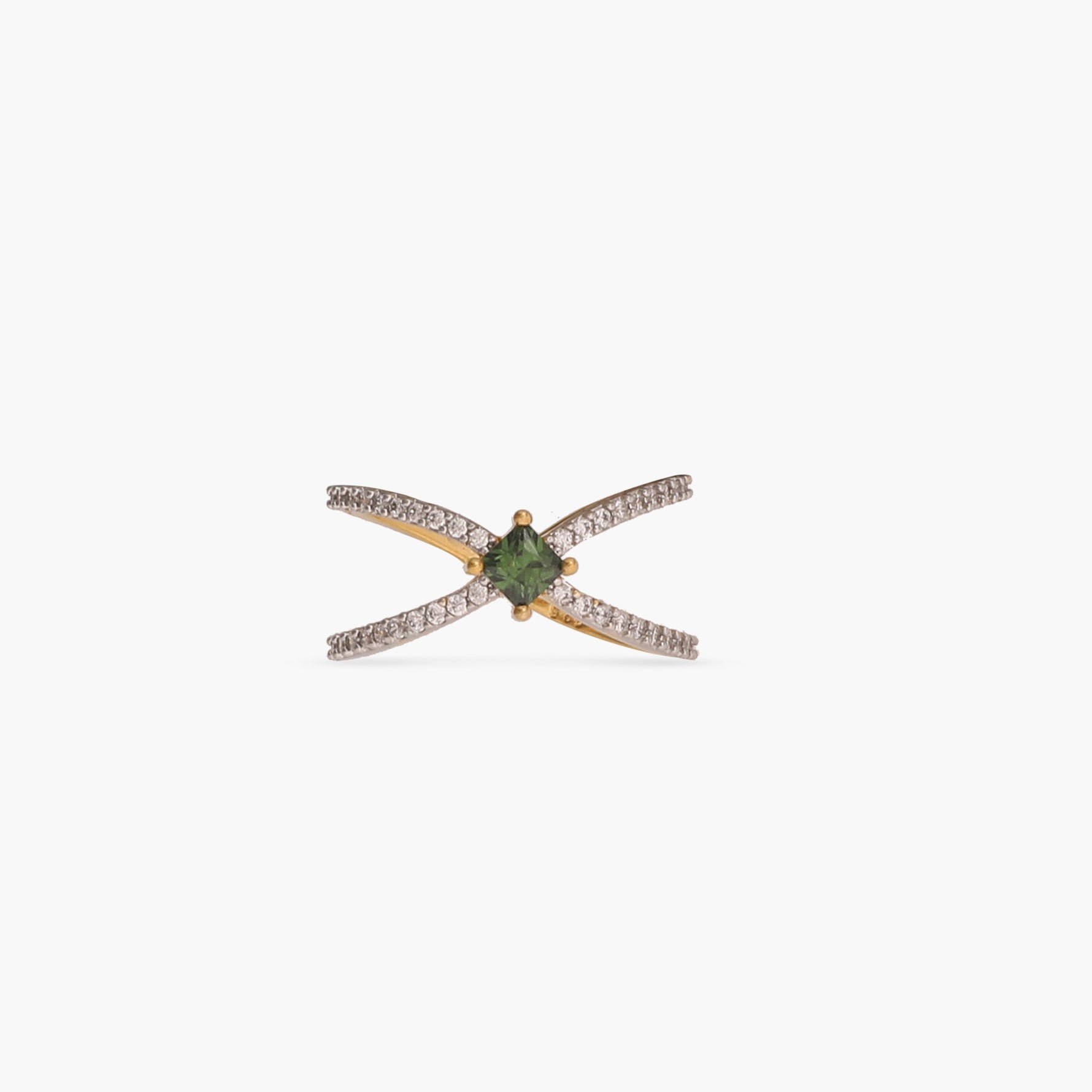 Finger Ring Gleam Double Band CZ Silver Ring