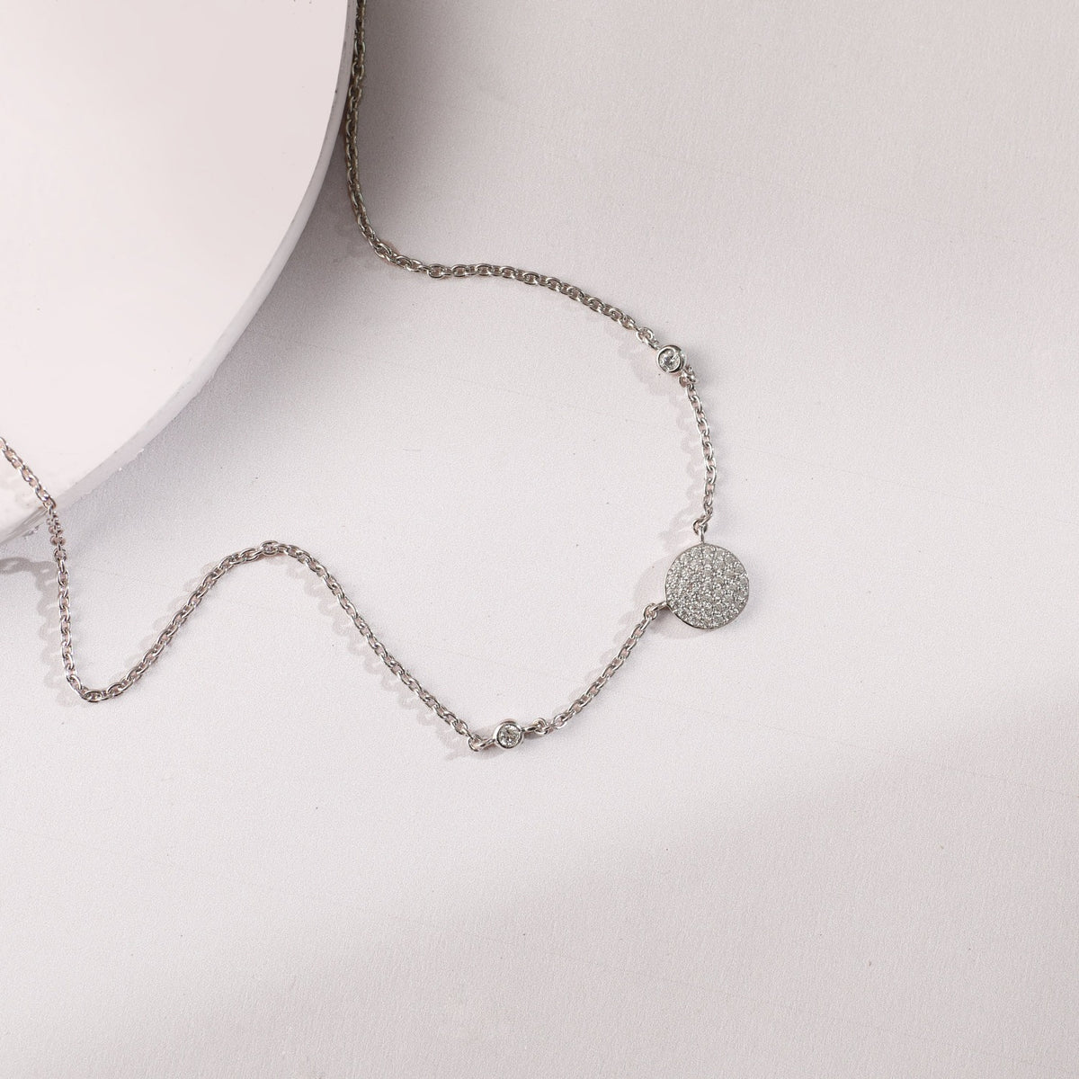 Necklaces Single CZ Charm Delicate Silver Necklace