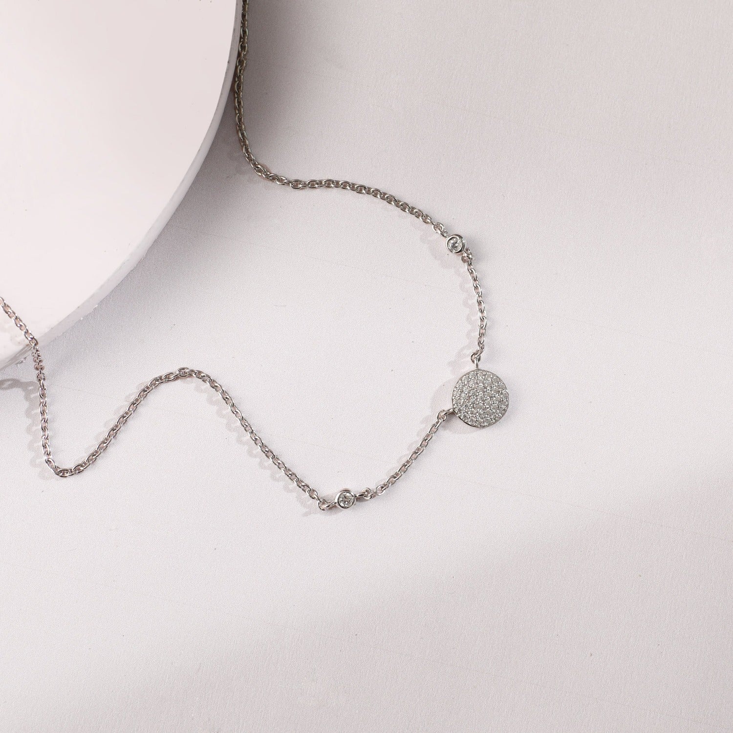 Necklaces Single CZ Charm Delicate Silver Necklace