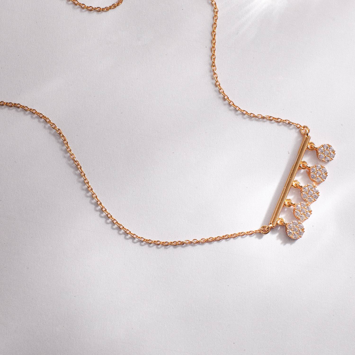 Necklaces Five CZ Delicate Charm Silver Necklace