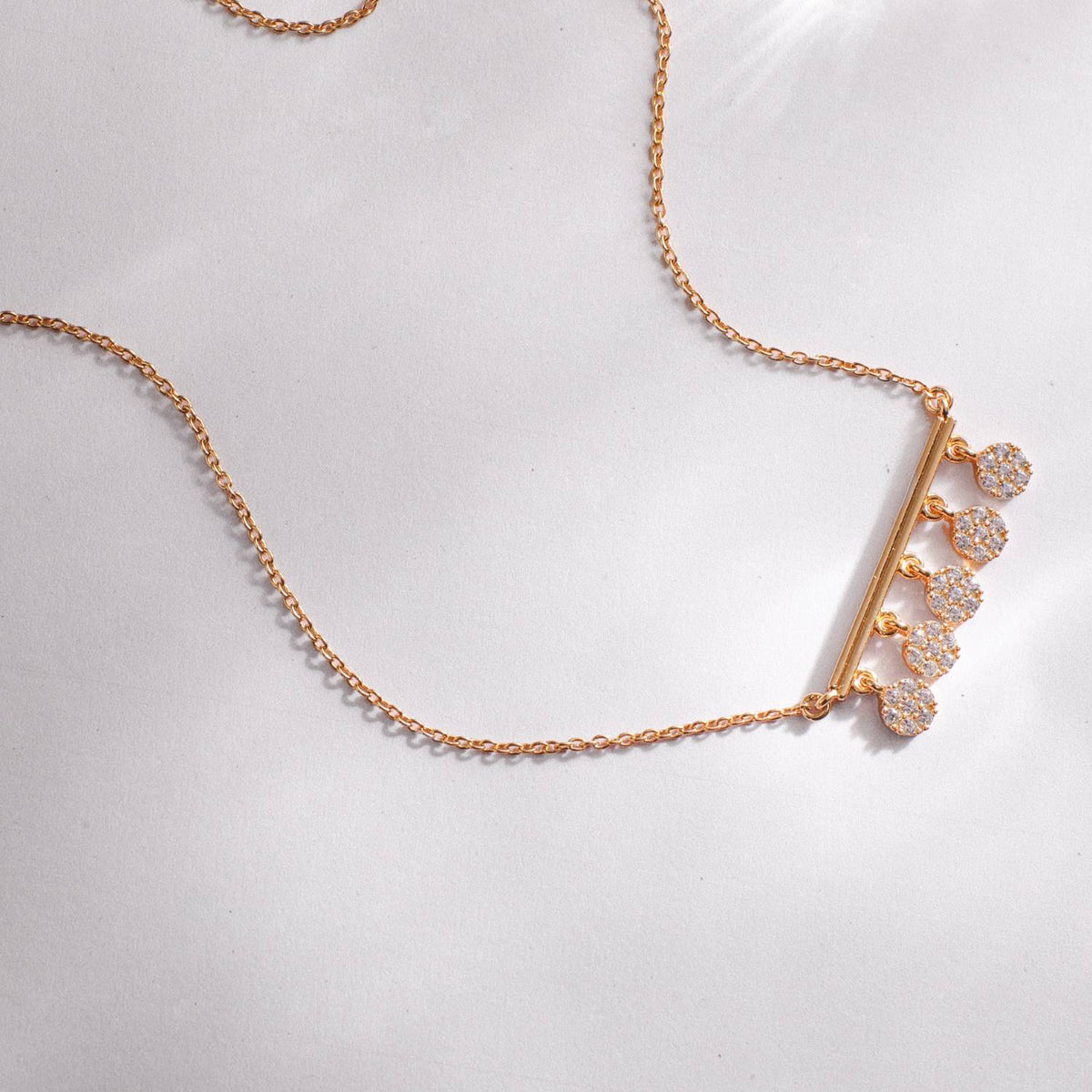 Five CZ Delicate Charm Silver Necklace