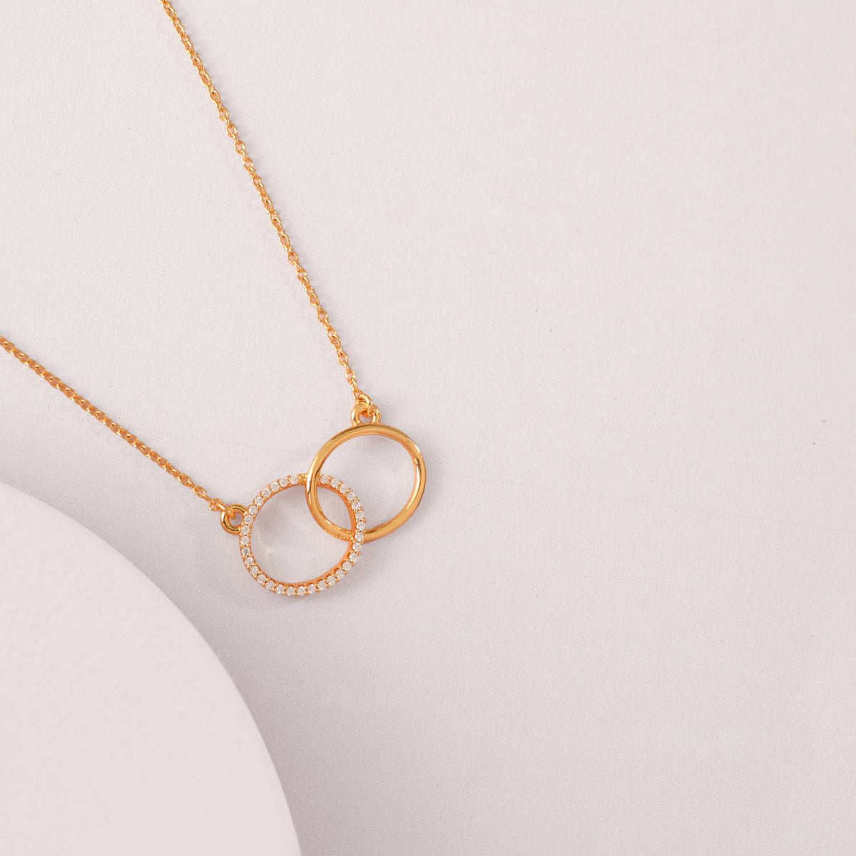 Necklaces Double Ring Charm CZ Delicate Silver Pendant Necklace