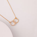 Necklaces Double Ring Charm CZ Delicate Silver Pendant Necklace