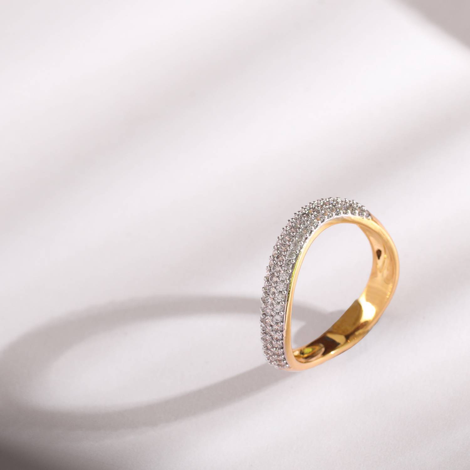 Wave CZ Delicate Silver Band Finger Ring