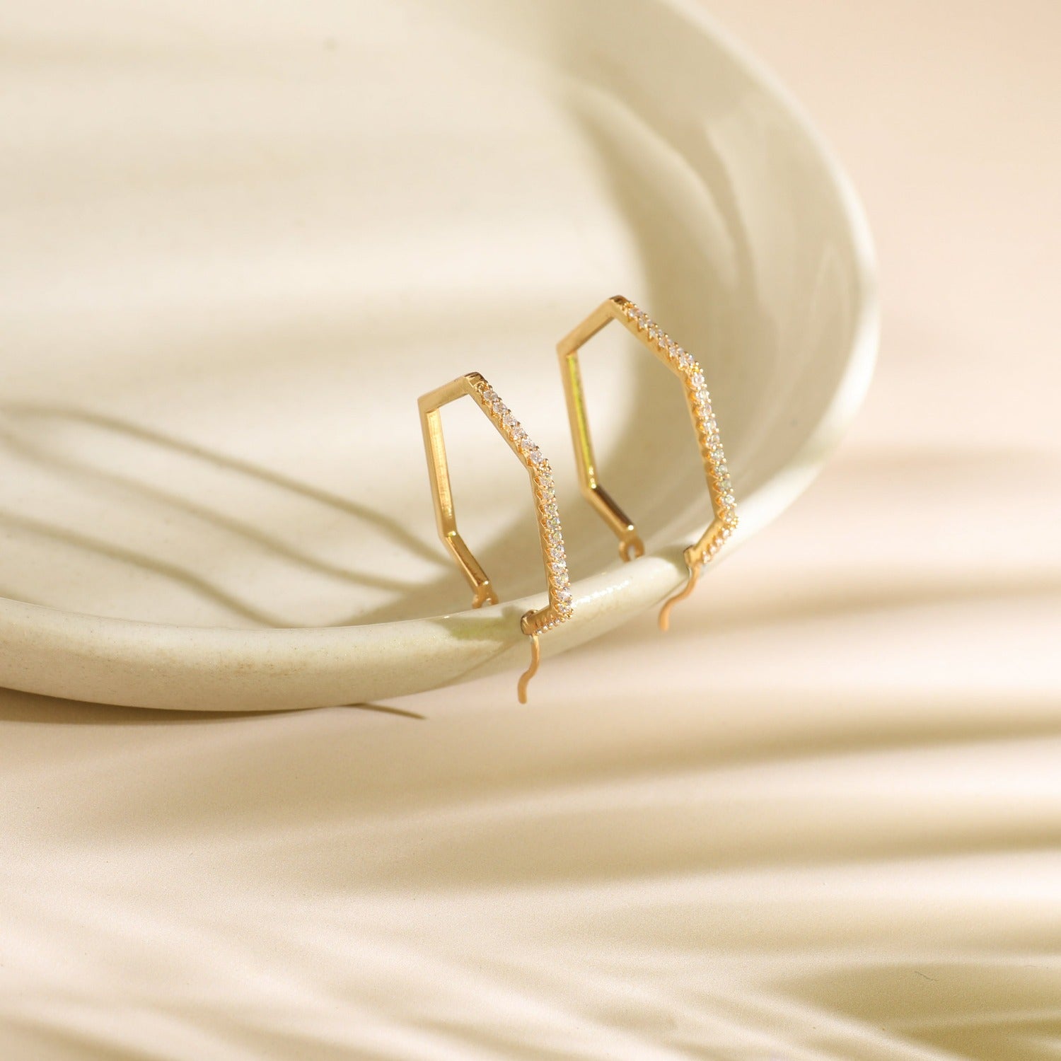 Earrings Hexa CZ Delicate Hoop Silver Earrings