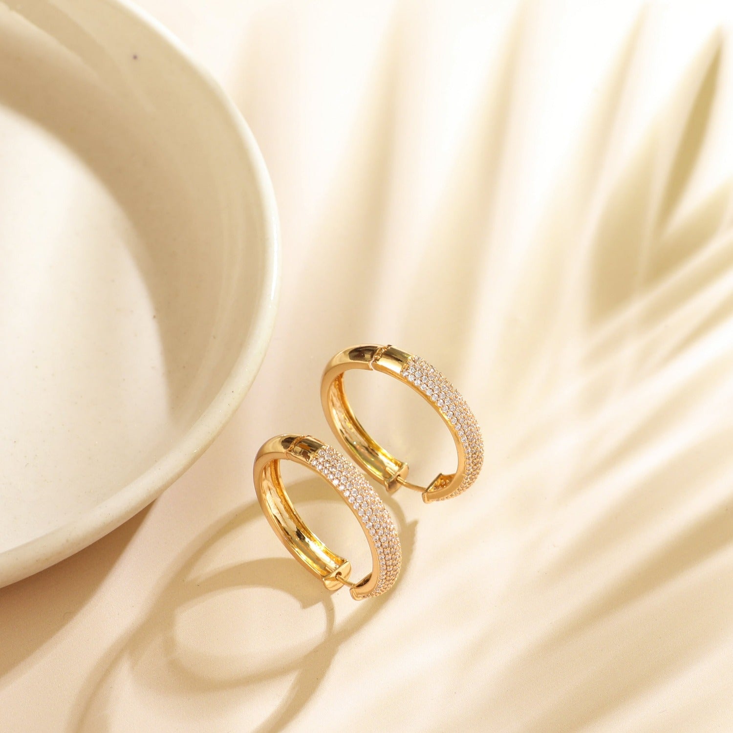 Sparkling CZ Delicate Hoop Silver Earrings