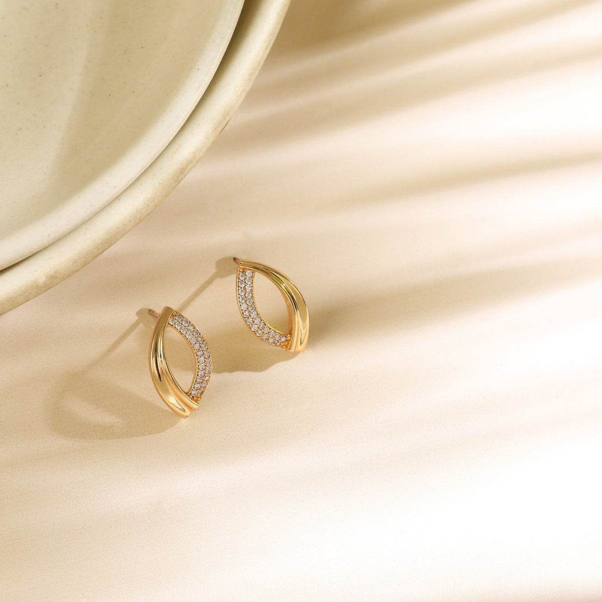 Earrings Oval Shaped CZ Delicate Silver Stud Earrings