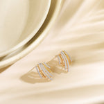 Earrings Flare CZ Delicate Statement Silver Stud Earrings