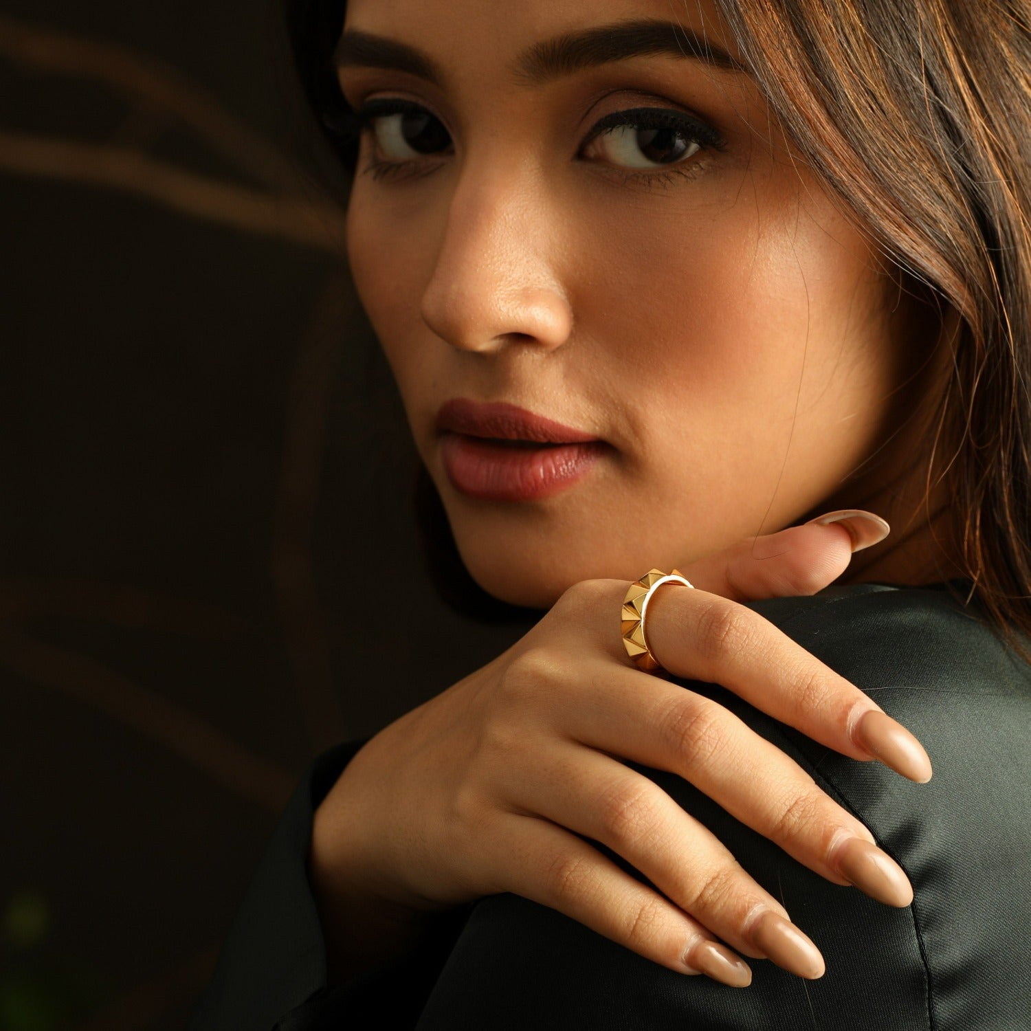 Finger Ring Pyramid Band Silver Finger Ring