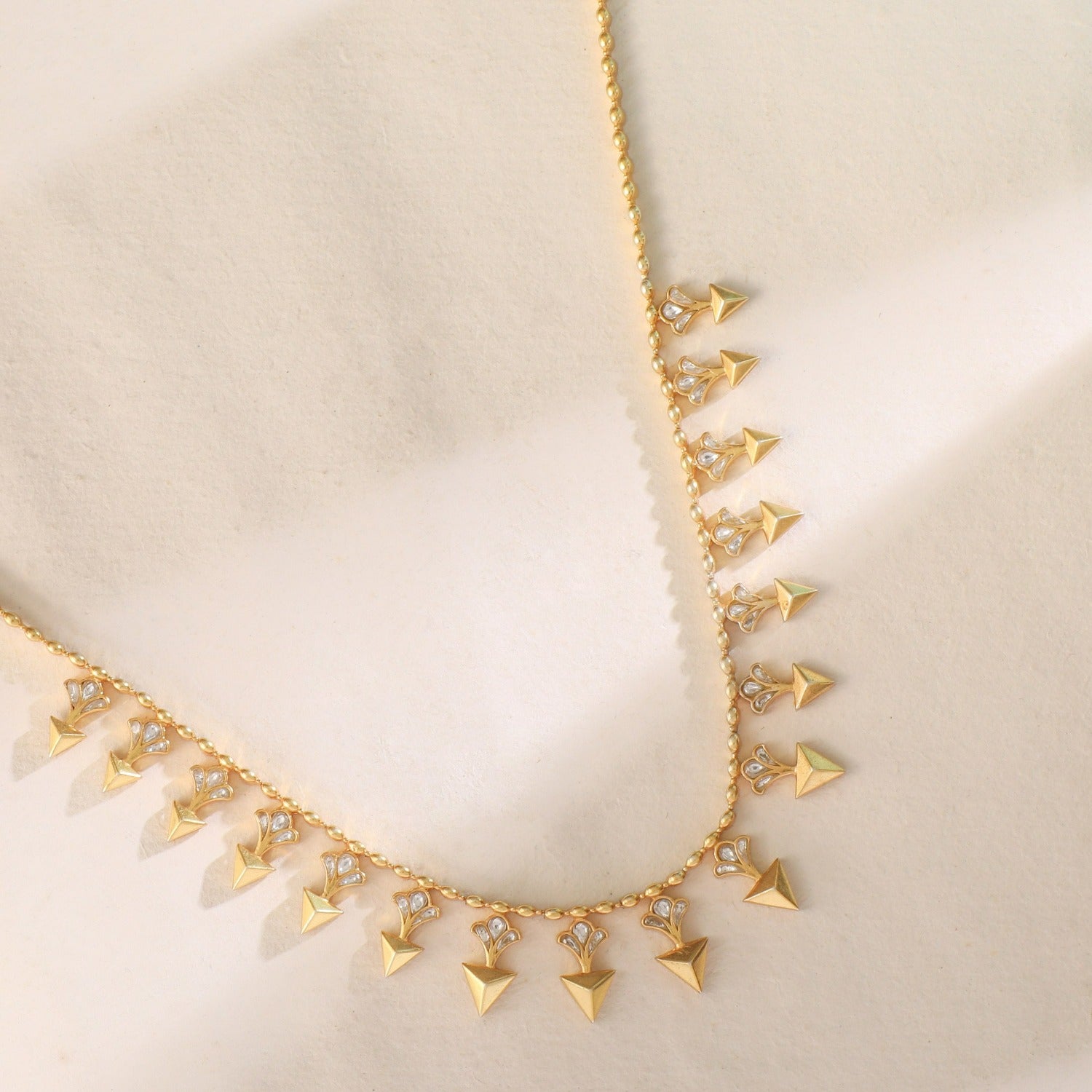 Pyramid Two Layer Silver Necklace