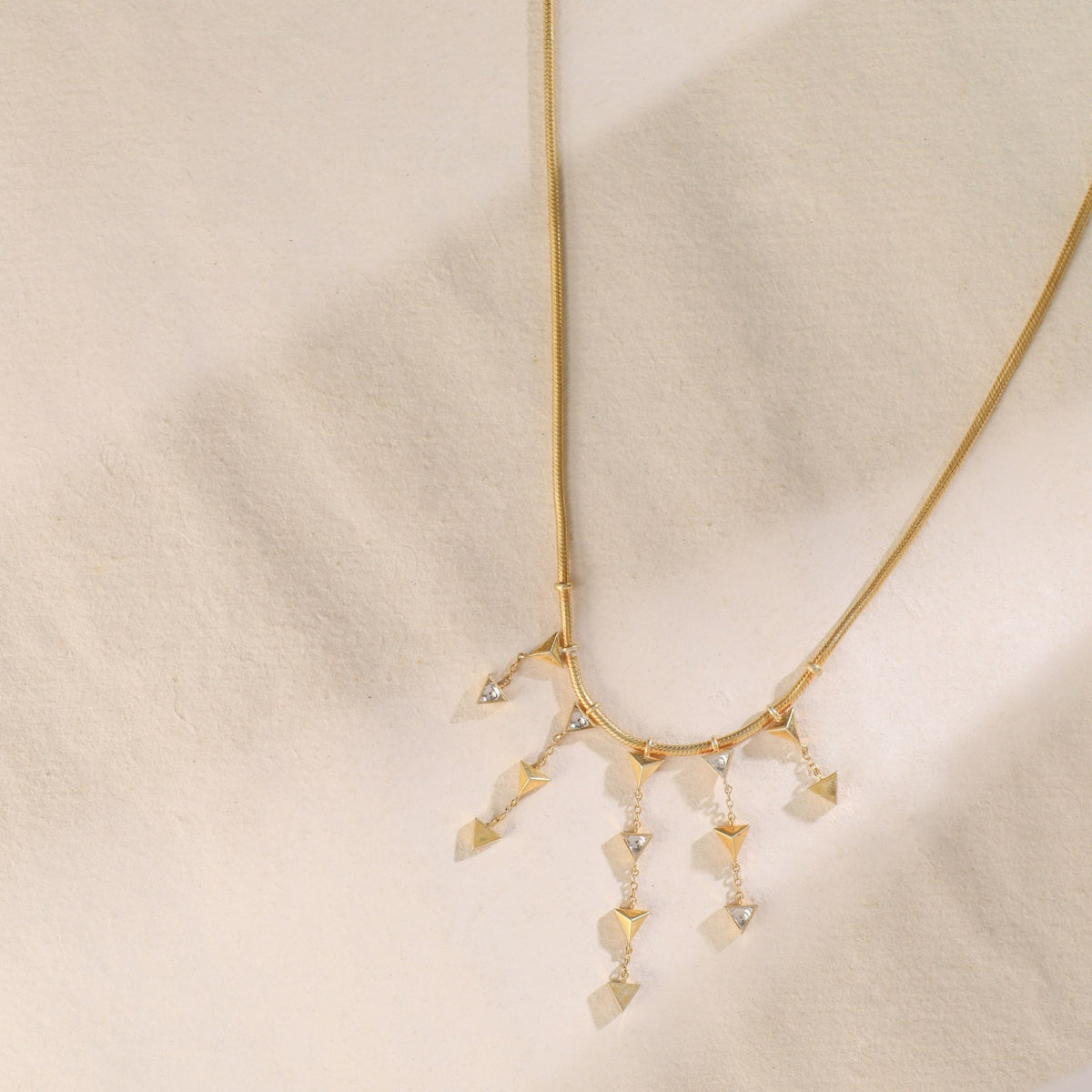 Pyramid Dainty Statement Silver Necklace