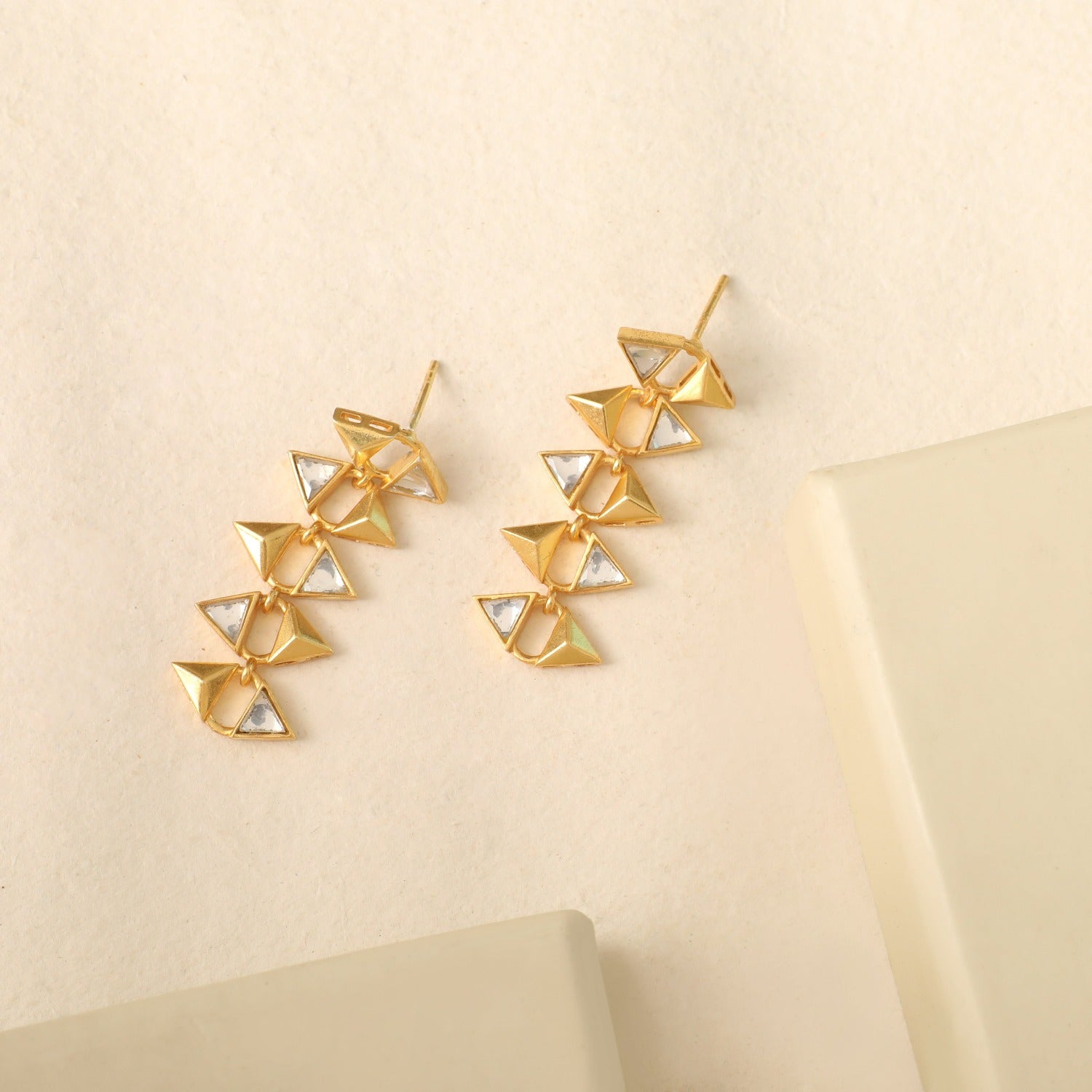 Pyramid Minimal Silver Drop Earrings