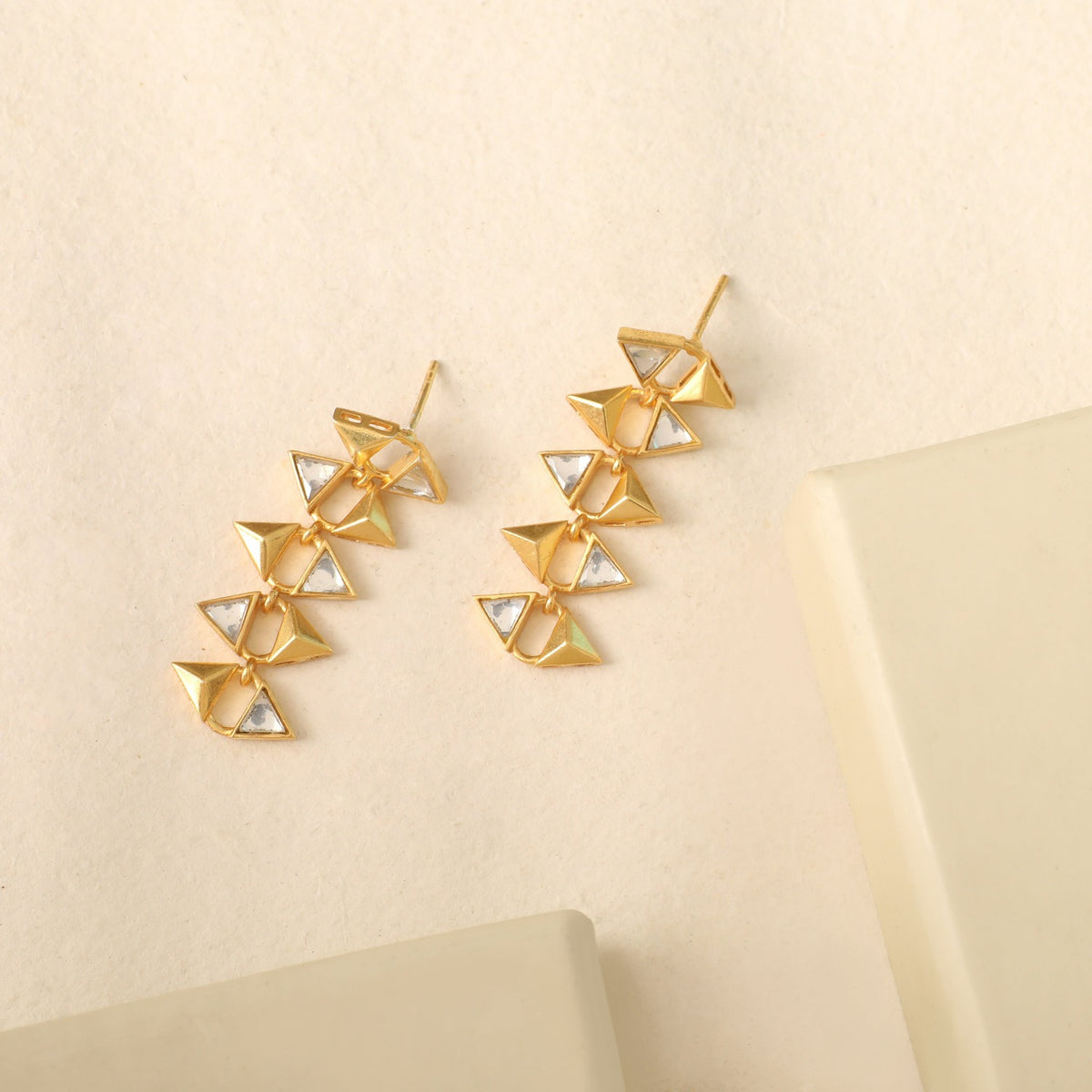 Pyramid Minimal Silver Drop Earrings