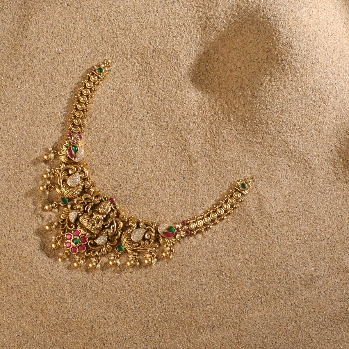 Soumya Kempu Antique Nakshi Silver Choker