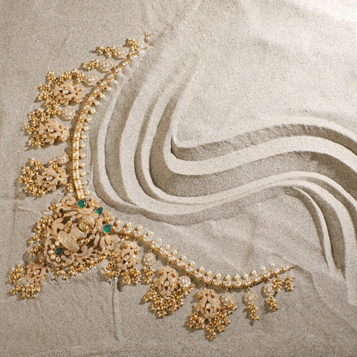 Siddha Antique CZ Nakshi Silver Necklace