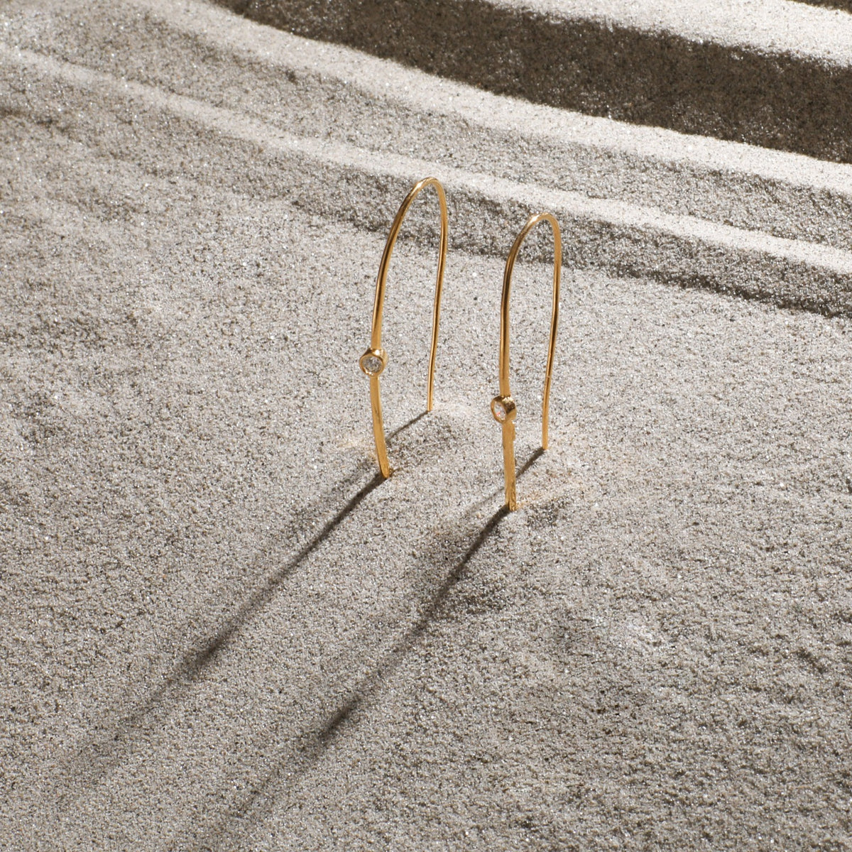 Simple CZ Silver Hoop Earrings