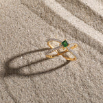 Finger Ring Gleam Double Band CZ Silver Ring