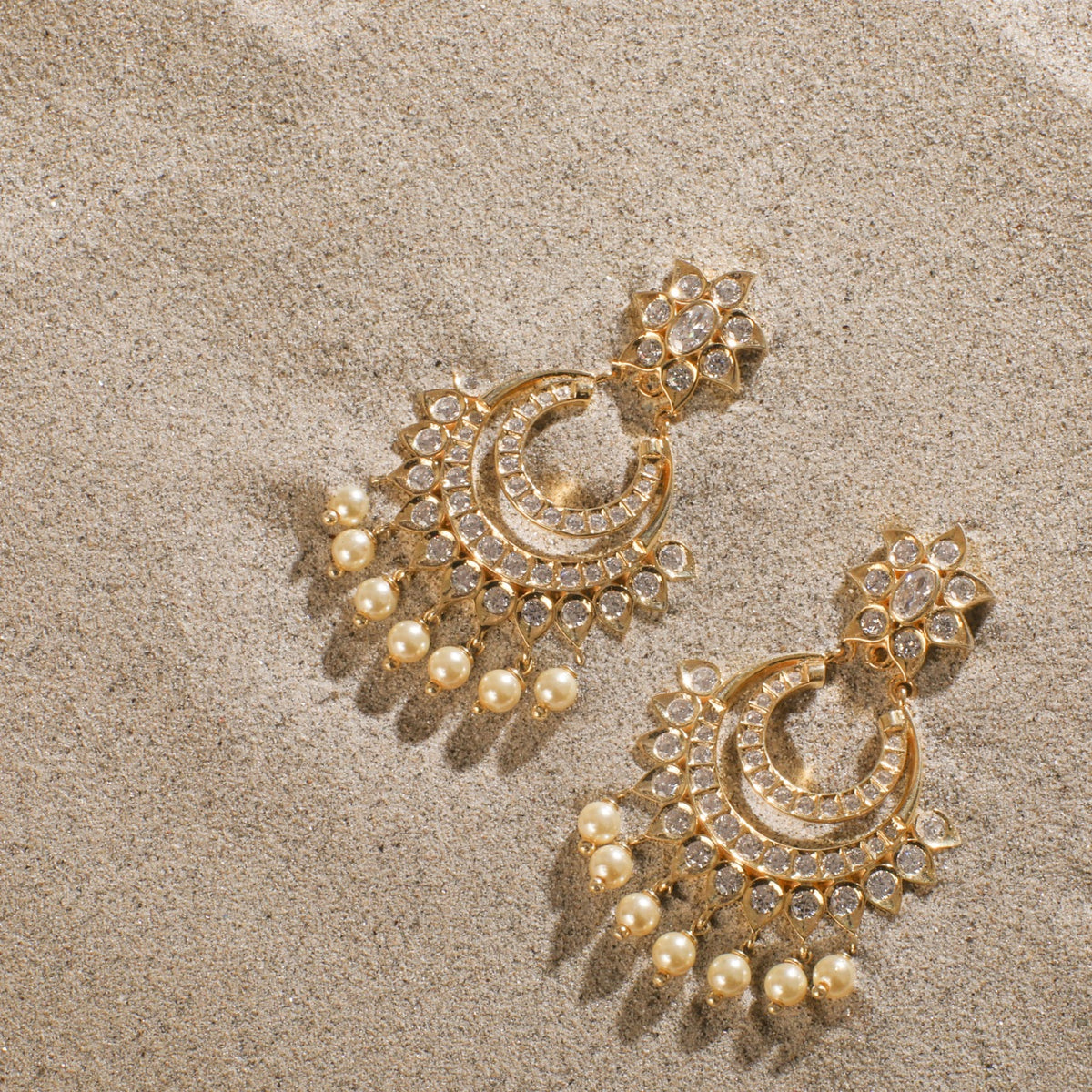 Elegance CZ Silver Chandbali Earrings