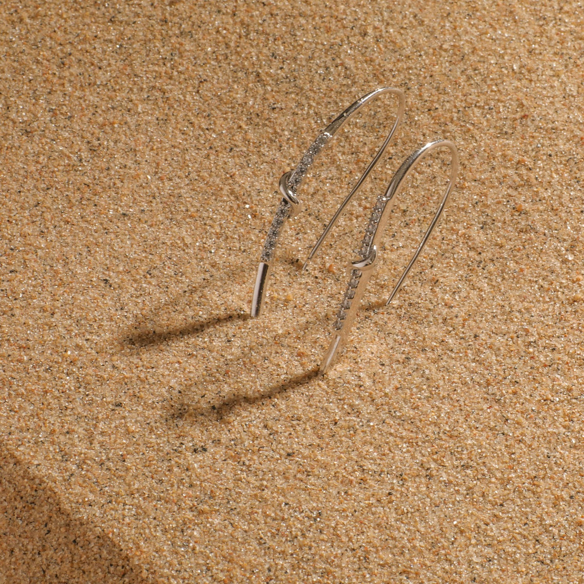 Classic CZ Knot Silver Hoop Earrings