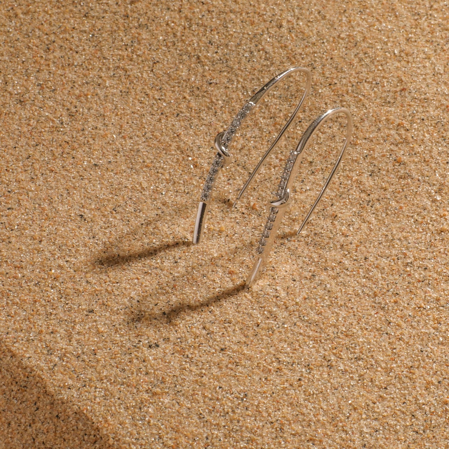 Classic CZ Knot Silver Hoop Earrings