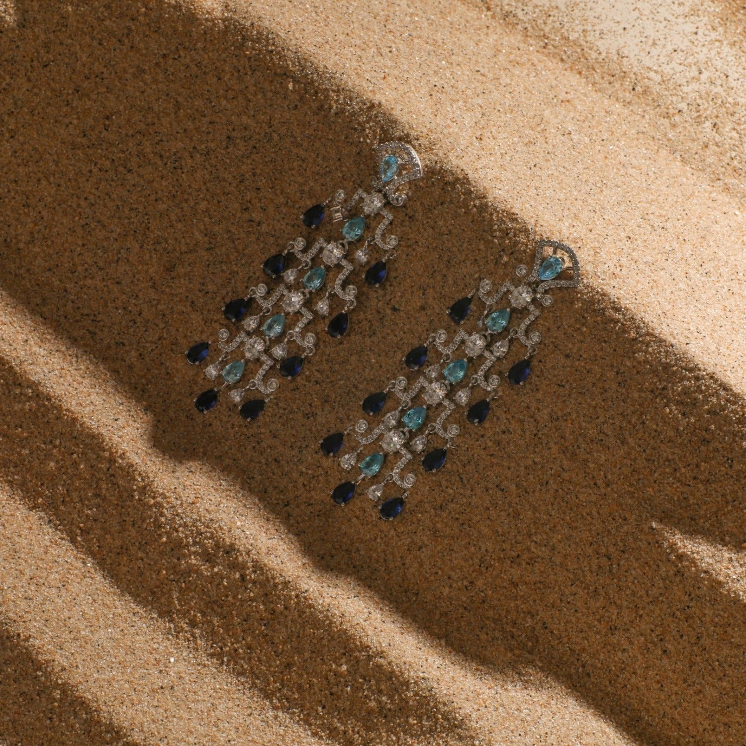 Earrings Aqua Shine CZ Drop Silver Earrings