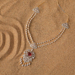 Necklaces Lavalliere CZ Two Layer Silver Necklace