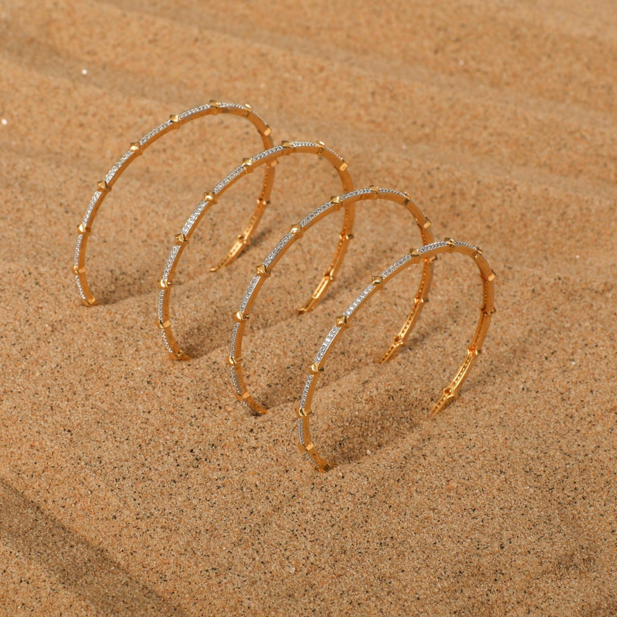 Shimmer Stackable CZ Silver Bangles