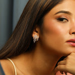 Earrings Flare CZ Delicate Statement Silver Stud Earrings