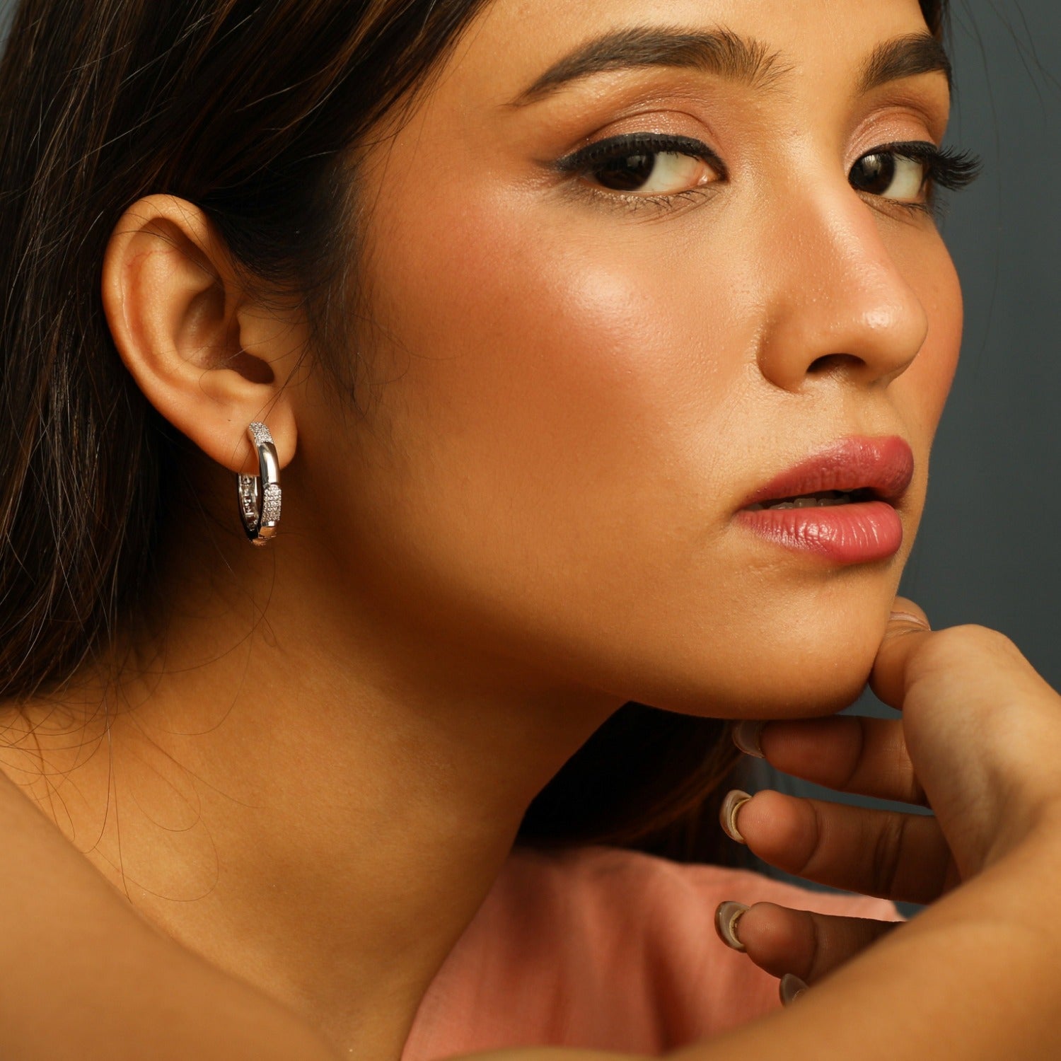 Discover Shine CZ Delicate Hoop Silver Earrings | Paksha Discover Shine CZ Delicate Hoop Silver Earrings | Paksha