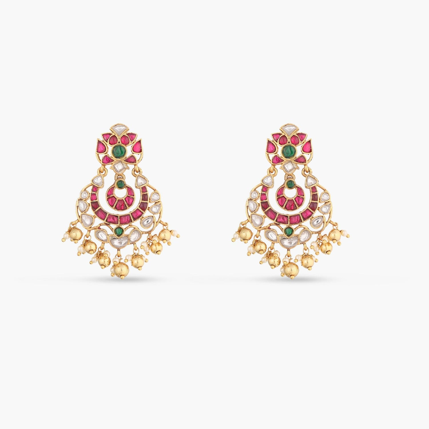Earrings Vasu Kempu Jadau Silver Chandbali Earrings