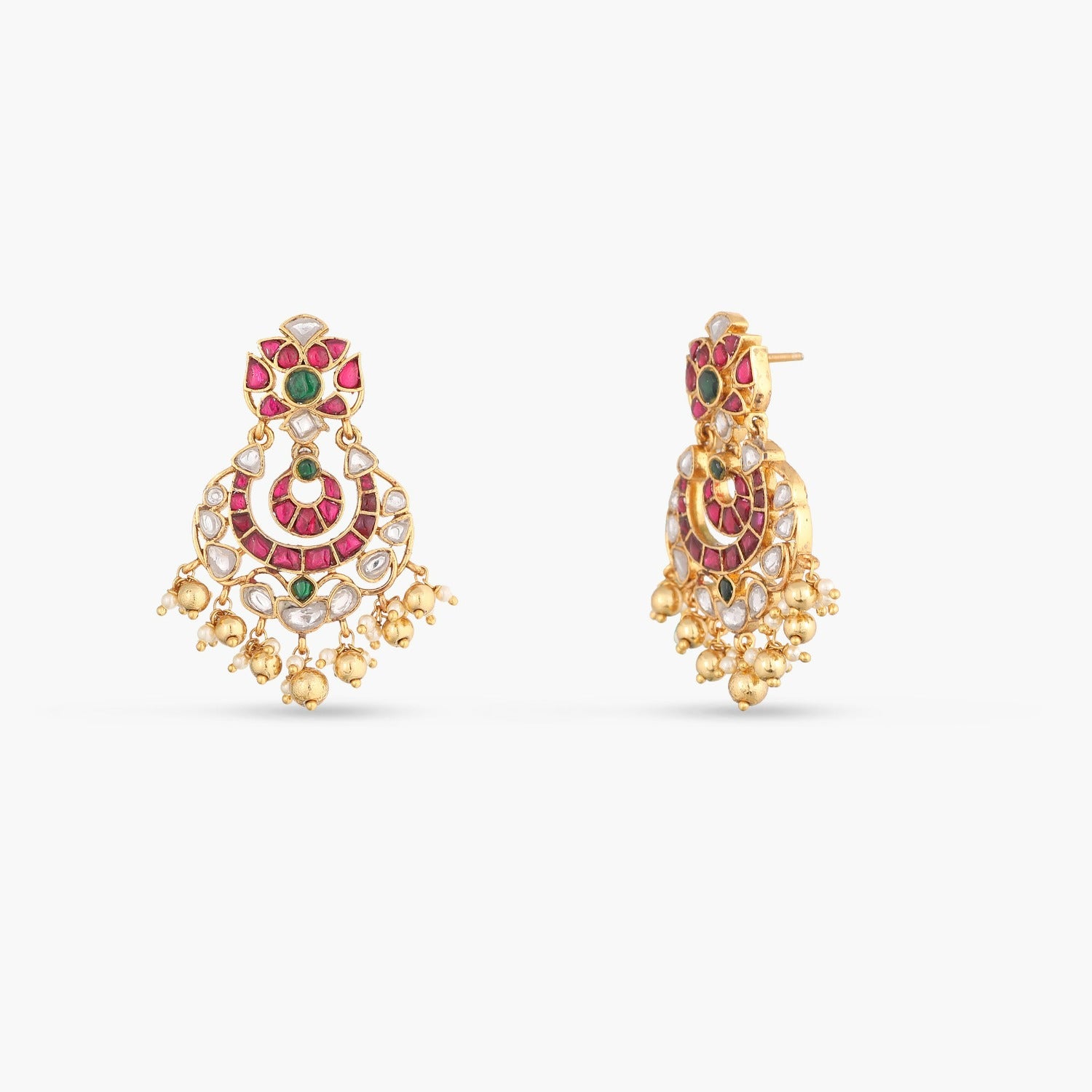 Vasu Kempu Jadau Silver Chandbali Earrings