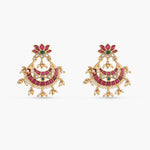 Earrings Lotus Kempu Jadau Silver Chandbali Earrings